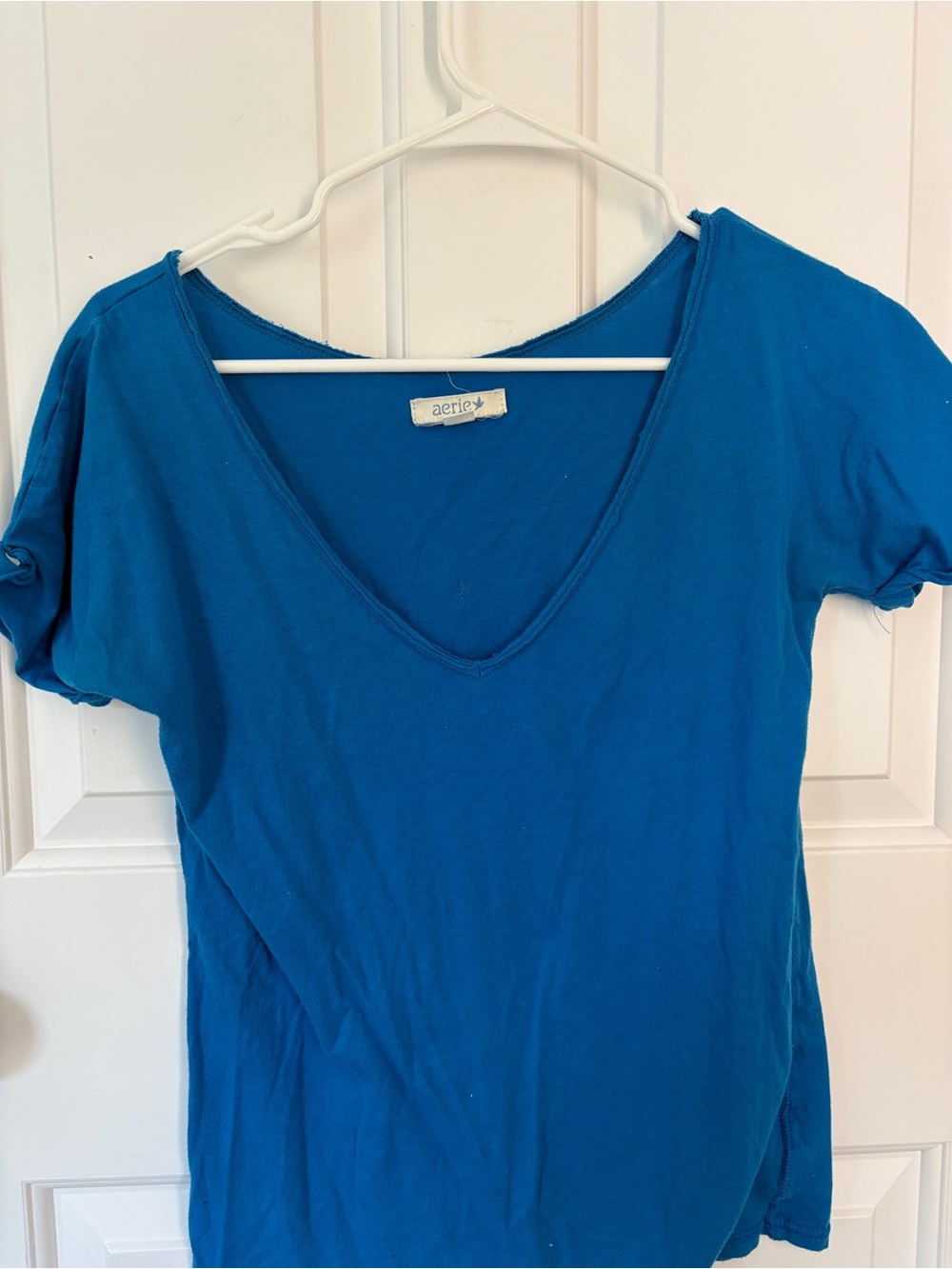 aerie Bright Blue V-Neck Short Sleeve Tee